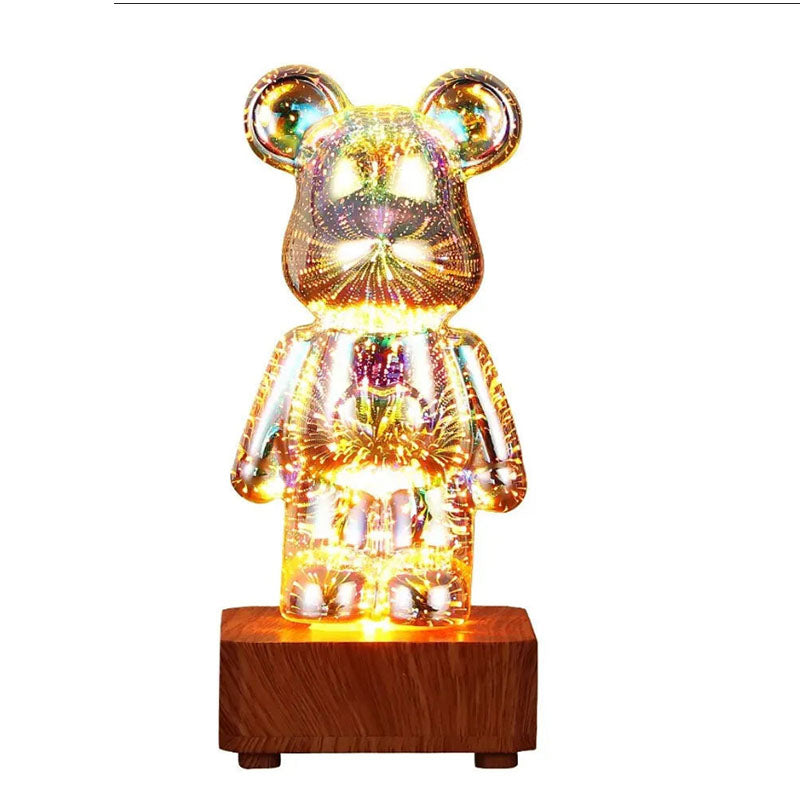 Original nattbordslampe - Den flerfargede lysende bjørnen